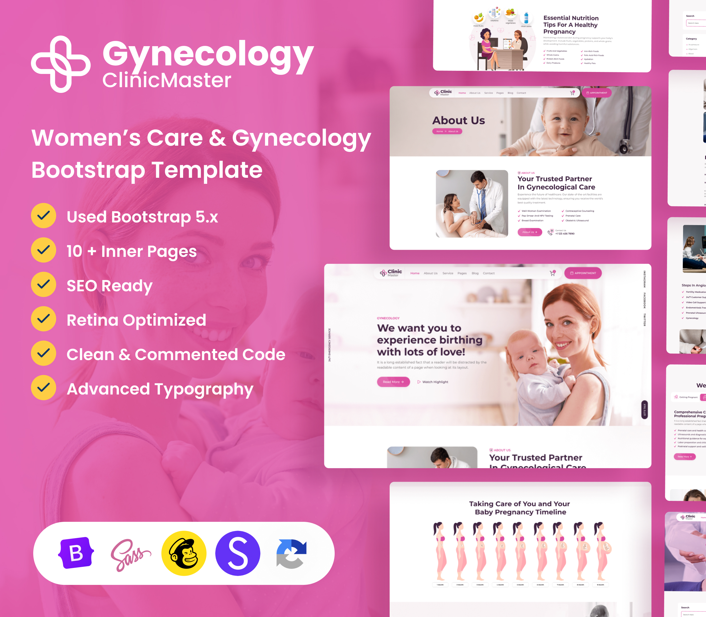 ClinicMaster - Gynecology & Women's Health Bootstrap Template - 1