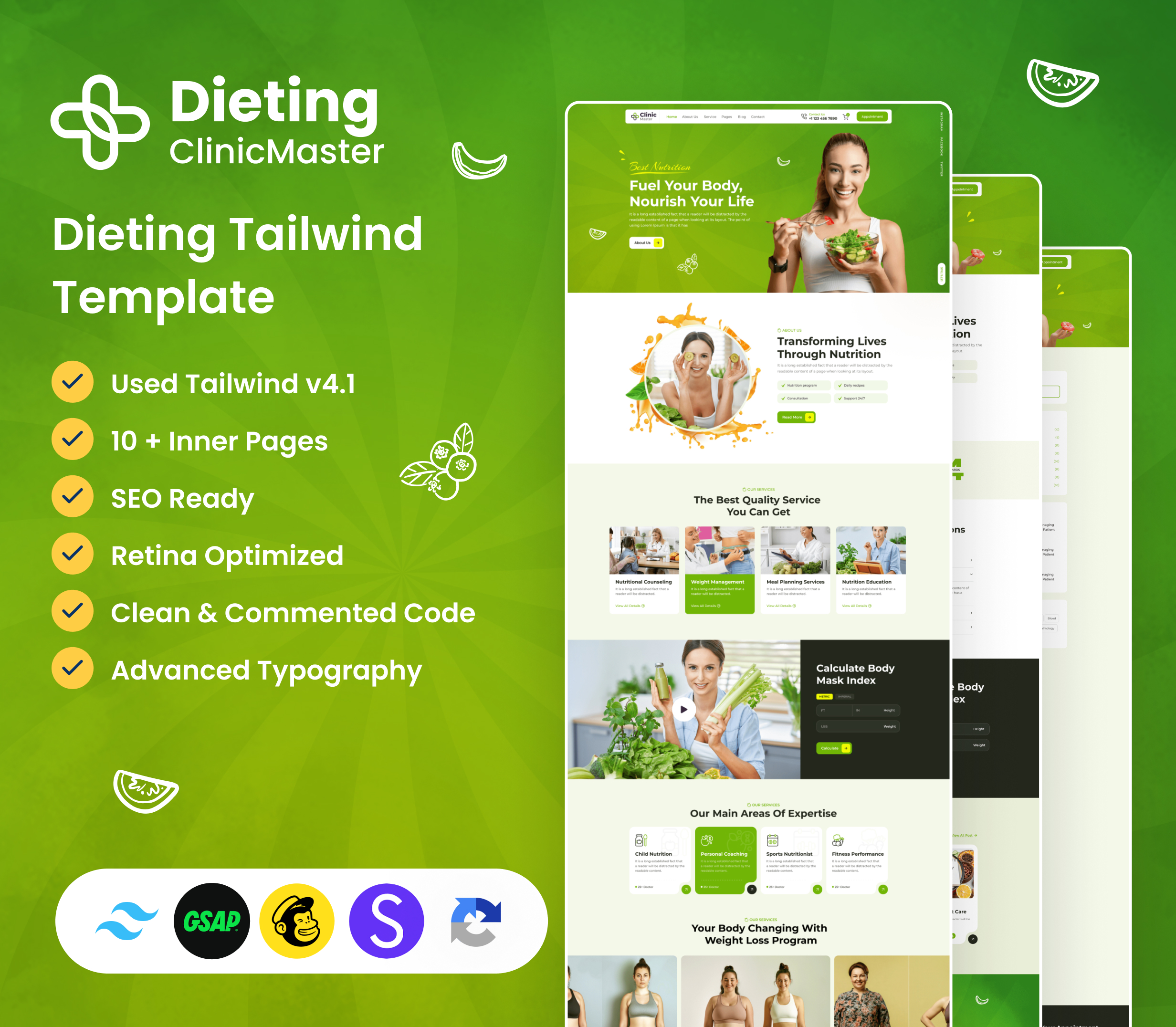 ClinicMaster - Diet & Nutrition Tailwind CSS Template - 1