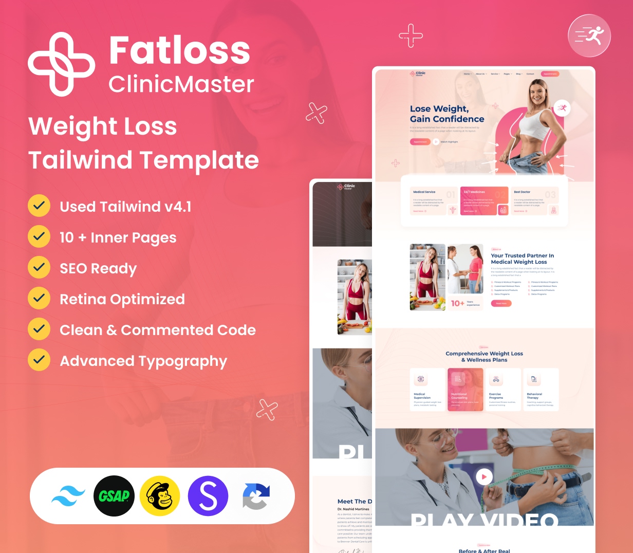 ClinicMaster — Fat Loss & Weight Management Tailwind CSS Template - 1